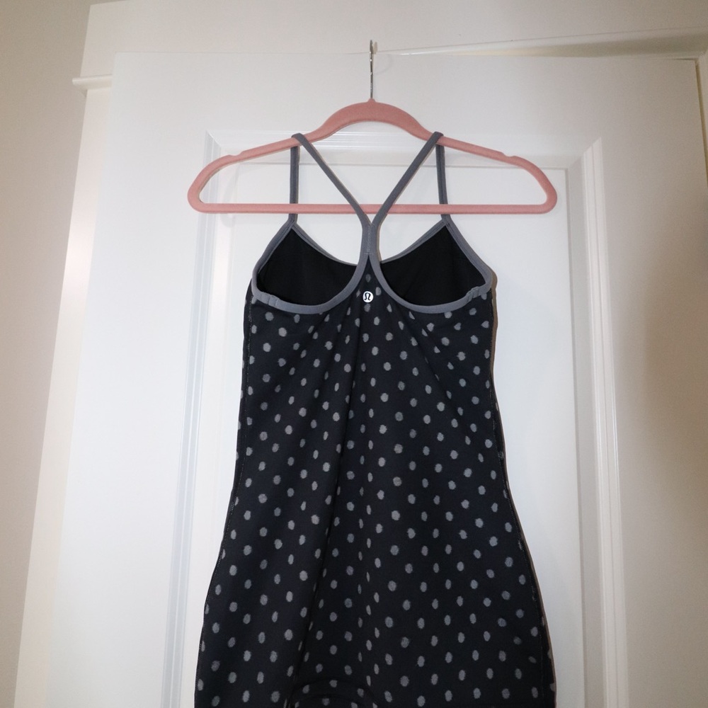Lululemon Black and Gray Polka Dot Racerback top